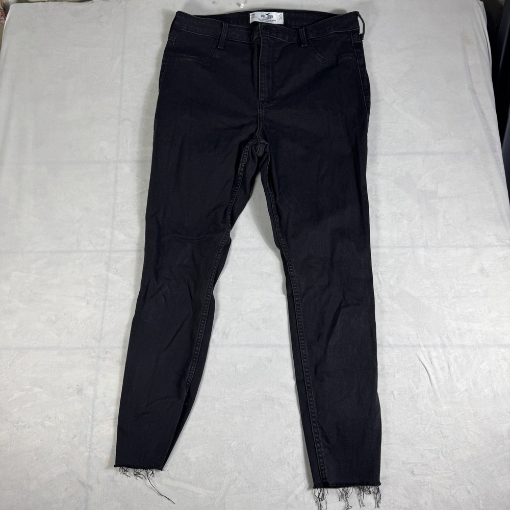 Hollister Womens Curvy Jean Leggings Black Denim High Rise Raw Hem 33x28 17R